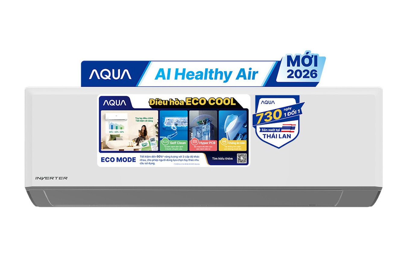 Điều hòa Aqua 1 chiều Inverter 9000btu AQA-RV10EA